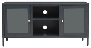 TV skrinka antracitová 105x35x52 cm oceľ a sklo