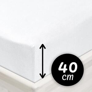 Jersey napínacie prestieradlo na extra vysoký matrac JR-031 Biele 80 x 200 - výška 40 cm