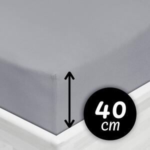 Jersey napínacie prestieradlo na extra vysoký matrac JR-028 Svetlo sivé 80 x 200 - výška 40 cm