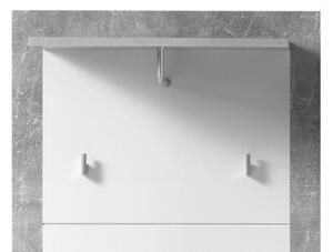 Vešiakový panel s botníkom sivý betón/biely