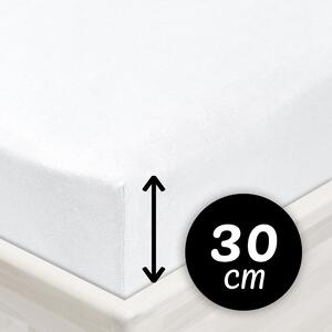 Jersey napínacie prestieradlo na vysoký matrac JR-031 Biele 80 x 200 - výška 30 cm