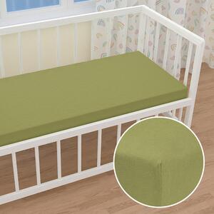 Detské jersey napínacie prestieradlo do postieľky JR-020 Olivové 60 x 120 x 10 cm - do postieľky