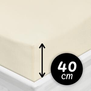 Jersey napínacie prestieradlo na extra vysoký matrac JR-002 Smotanové 80 x 200 - výška 40 cm