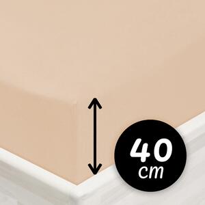 Jersey napínacie prestieradlo na extra vysoký matrac JR-033 Béžové 80 x 200 - výška 40 cm