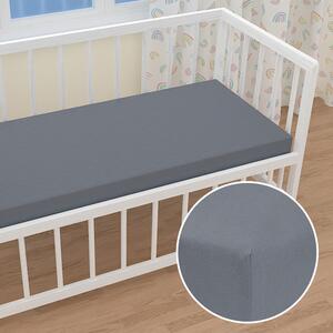 Detské jersey napínacie prestieradlo do postieľky JR-029 Antracitovo sivé 70 x 140 x 10 cm - do postieľky
