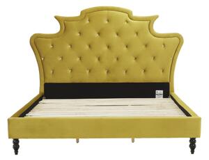 Luxusná posteľ, zlatá Velvet látka, 160x200, REINA