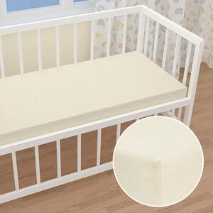 Detské jersey napínacie prestieradlo do postieľky JR-002 Smotanové 60 x 120 x 10 cm - do postieľky
