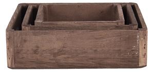 Drevený dekoratívny podnos (3 ks) - 24 * 24 * 6/20 * 20 * 6/16 * 16 * 6 cm - Clayre & Eef
