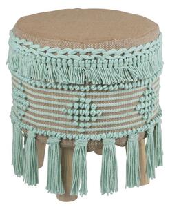 Béžovo - mintovou stolička / podnožka Fringe mint - Ø 37 * 45cm - J-Line by Jolipa