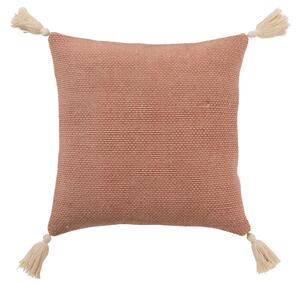 Staro-ružový bavlnený vankúš so strapcami Crocheted - 45 * 45 cm - J-Line by Jolipa