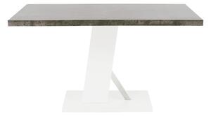 KONDELA Jedálenský stôl, betón/biela matná, 138x90 cm, BOLAST