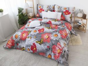 XPOSE® Bavlnené obliečky na dve postele KARLA - oranžové/sivé