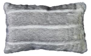 Šedý chlpatý vankúš Tiara s bielymi pruhmi - 30 * 50 * 15cm - Mars & More