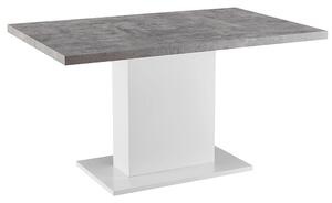 KONDELA Jedálenský stôl, betón/biela extra vysoký lesk, 138x90 cm, KAZMA