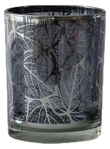 Tmavo šedý svietnik Tree s motívom listov - 7 * 7 * 8cm - Mars & More