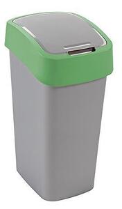 Kôš Curver® FLIP BIN 10L, šedostrieborný/zelený, na odpad
