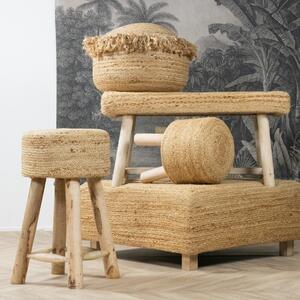 Jutový pletený puf na sedenie so strapcami - Ø 50*35cm - Mars & More