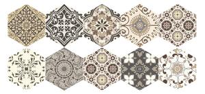 Sada 10 samolepiek na podlahu Ambiance Floor Stickers Hexagons Luiza, 40 × 90 cm