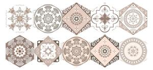 Sada 10 samolepiek na podlahu Ambiance Floor Stickers Hexagons Cornalina, 40 × 90 cm