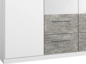 Šatníková skriňa Siegen, 226 cm, biely/sivý betón