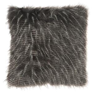 Bielo šedý pruhovaný chlpatý vankúš - 51 * 51 * 5 cm - J-Line by Jolipa
