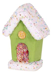 Dekorácia MagicHome Vianoce Candy Line, domček, zelený, závesný, 11x16 cm