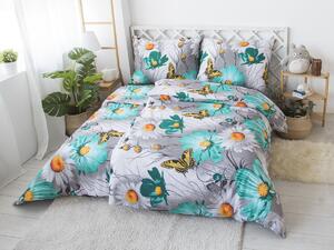 XPOSE® Bavlnené obliečky KARLA na dve postele - zelené/sivé