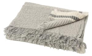 Šedý vaflovitý pléd s pruhom a strapcami Stripe - 130 * 170 cm - J-Line by Jolipa