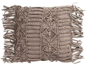 Bavlnený vankúš macramé Taupe so strapcami - 45 * 45 cm - J-Line by Jolipa