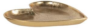 Zlatý dekoratívne tanier z hliníka v tvare srdca L - 25 * 24 * 3 cm - Clayre & Eef