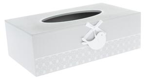 Drevený box na vreckovky Little bird sivá, 26 x 15,5 cm