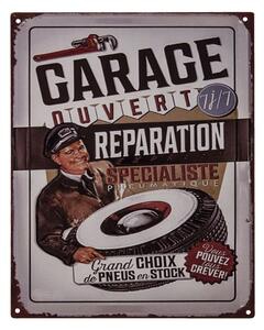 Nástenná kovová ceduľa Garage Réparation - 25 * 20 cm - Clayre & Eef