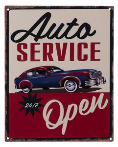 Nástenná kovová ceduľa Auto Service Open - 25 * 20 cm - Clayre & Eef