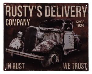 Nástenná kovová ceduľa In Rust We Trust - 25 * 20 cm - Clayre & Eef