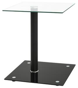 Prístavný stolík Quadrat, číre/čierne sklo