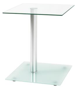 Prístavný stolík Quadrat, číre/mliečne sklo