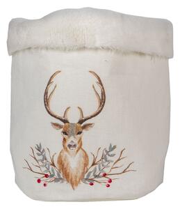 Látkový vianočné košík s jeleňom - ​​Ø 17 * 18 cm - Clayre & Eef