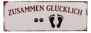 Nástenná kovová ceduľa zusammen Glücklich - 36 * 13 cm - Clayre & Eef
