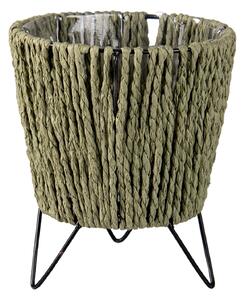 Pletený obal Bambo na kovových nohách na kvety - Ø 11 * 18 cm - Clayre & Eef