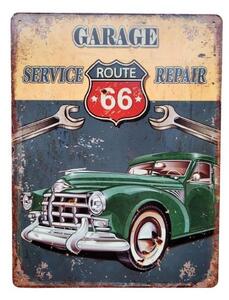 Nástenná kovová ceduľa Garage Service Route 66 - 25 * 33 cm - Ostatní