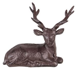 Hnedo čierna kovová dekoratívne soška jeleňa - 15 * 9 * 15 cm - Clayre & Eef