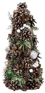 Stromček MagicHome Vianoce, prírodný, so zelenými guľami, 47 cm