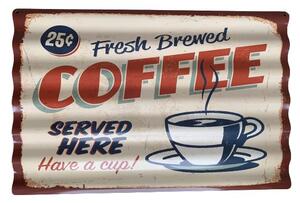 Nástenná kovová vlnka ceduľa Coffee - 59 * 39 cm -