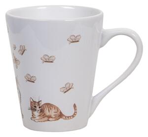 Hrnček s mačičkou a motýliky - Ø 9 * 10 cm / 300 ml - Clayre & Eef