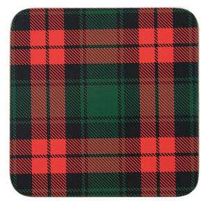 6 ks pevné korkové podtácky Tartan - 10 * 10 * 0,4 cm - Mars & More
