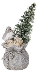 LED dekoratívne soška vtáčika sa stromčekom - 9 * 9 * 15 cm - Clayre & Eef