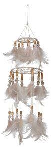 Prírodné lapač snov s lososové pierkami Boho Feathers - Ø 13 * 50cm - J-Line by Jolipa
