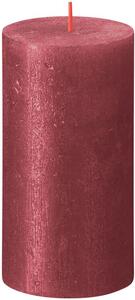 Sviečka Bolsius Rustik Shimmer, valec, červená, 60 hod., 68x130 mm
