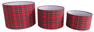 3 ks tienidlá červeno zelená Tartan (25,30,35 cm) - 35 * 35 * H25 / 30 * 30 * h20 / 25 * 25 * h15cm - Mars & More