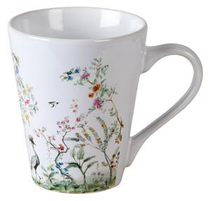 Kvetovaný hrnček s žeriavom kráľovským - Ø 9 * 10 cm / 300 ml - Clayre & Eef